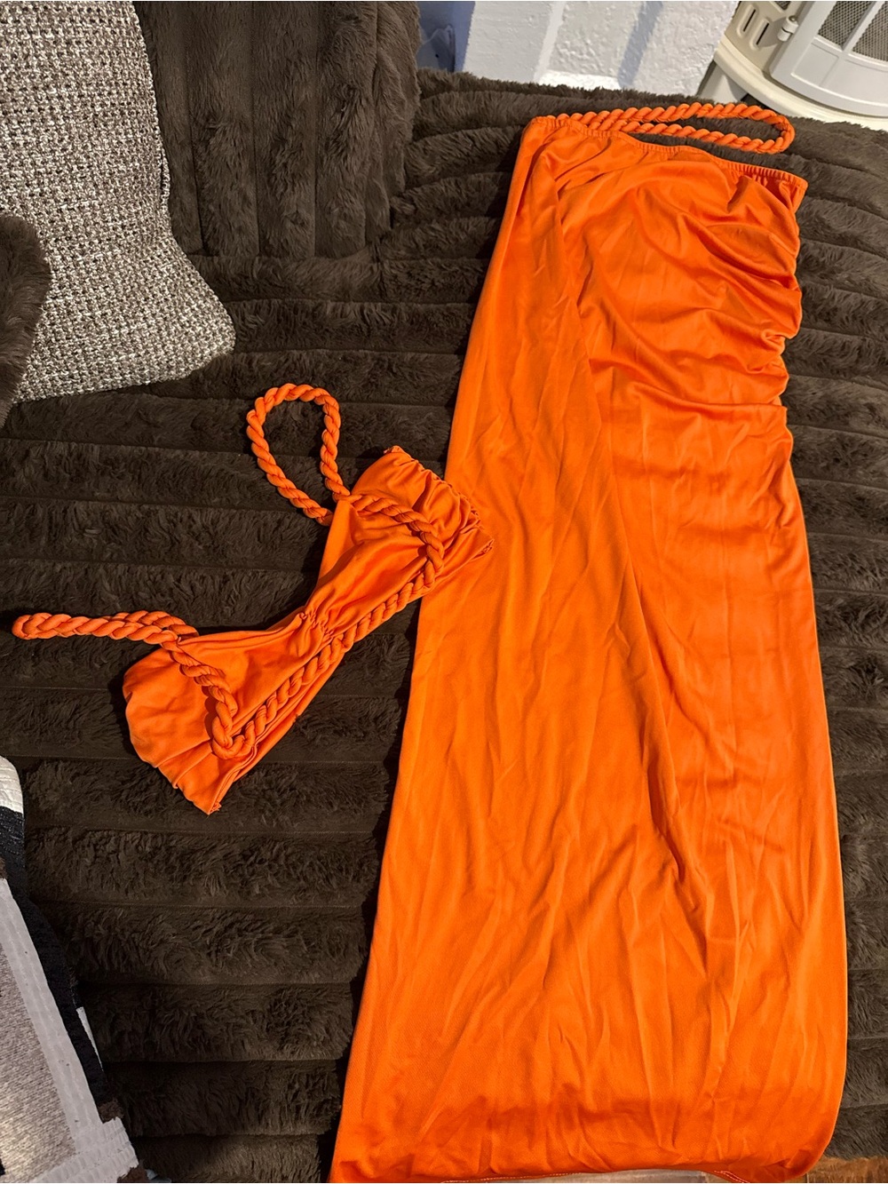Vibrant Orange Two-Piece Maxi Set
